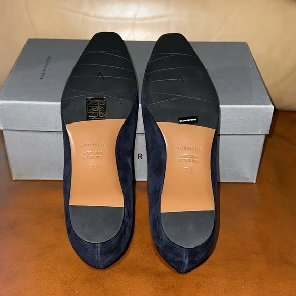 🔥🔥🔥NEW Aquatalia Marcella Navy Suede Leather Flats - Picture 8 of 11